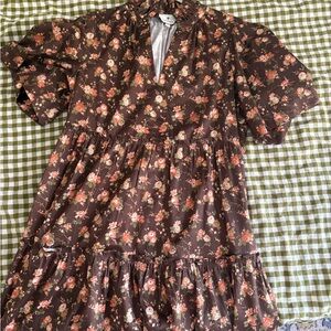 Tuckernuck Floral rosewood chintz Crawford Brown Mini Dress